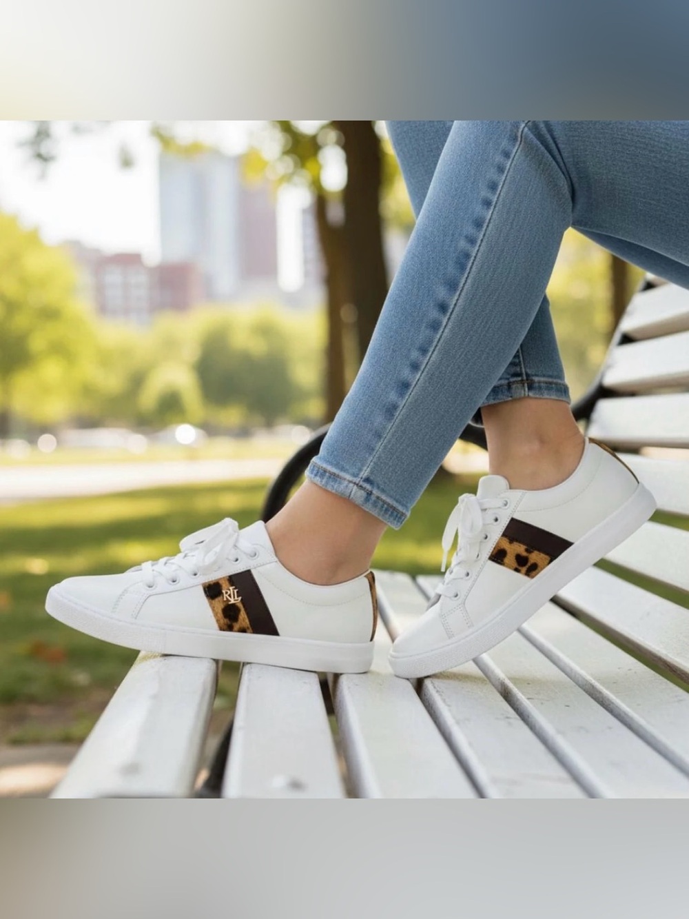 Ralph Lauren Janson II Leather Sneakers Leopard Print